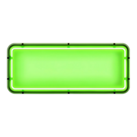 Bright Green Neon Sign Rectangular Shape Glowing Light Illumination Blank Template Design Element png