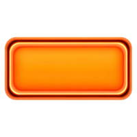 Bright Orange Neon Rectangular Button Design Element with Glowing Edges png