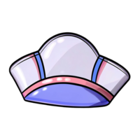 A whimsical cartoon illustration of a stylish hat a headwear design with a unique shape and pastel color palette png