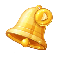 Shiny Golden Bell with Play Button Notification Icon for Games and Applications png