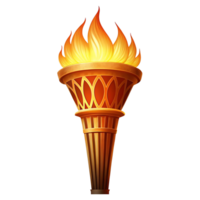 A Fiery Golden Torch Illustration with Intricate Details and a transparent Background png