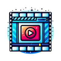 Editor Software Application Interface Design Illustration with Play Button and Filmstrip Elements png