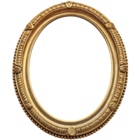 Elegant Oval Gold Frame with Intricate Ornate Design Isolated on transparent Background png