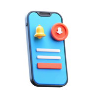3D Render of Smartphone User Interface with Notification Bell Download Icon and Input Fields png