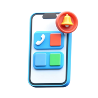 3D Render of Smartphone Notification Alert with Colorful Buttons png