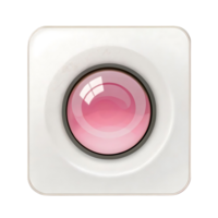 Pink illuminated button on a white square interface element png