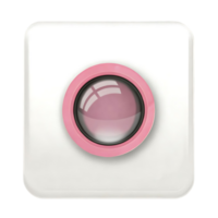 Pink Circle Camera Lens on White Square Button Interface Element Design png