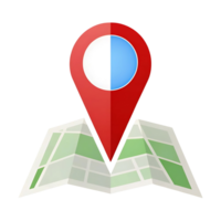 A Red Location Pin on a Folded Map Representing Travel Navigation and Destination png