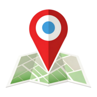 Location pin on a folded map graphic design element for navigation apps websites and travel projects png