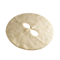 Closeup of a Single Round Flatbread with a Figure Eight Cutout png