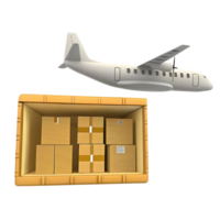 Air Cargo Delivery Airplane Transporting Packages in Container png
