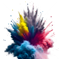 Vibrant explosion of colorful powder paint creating a dynamic art piece png