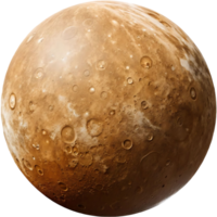 High resolution of Io a volcanic moon of Jupiter showing its surface details craters and geological formations png