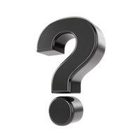 Three Dimensional transparent Metallic Question Mark with a Dot Below on a transparent Background png