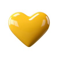 A Shiny Yellow Heart Shape on transparent Background 3D Render png