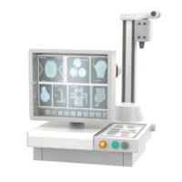 Advanced Medical Imaging System with High Resolution Display and Robotic Arm png