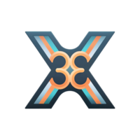 Abstract X Logo Design with Teal Orange and Gray Color Scheme Modern Tech Brand Identity png