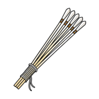 Illustration of a Native American Arrow Bundle Weapon with Multiple Arrows Bound Together png