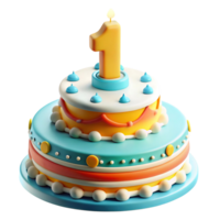 Delicious TwoLayered First Birthday Cake with Number One Candle png