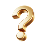 A 3D Render of a Golden Question Mark on a transparent Background png
