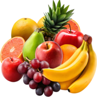 A Colorful Collection of Fresh Fruits Including Apples Bananas Grapes Pineapple Oranges and More png