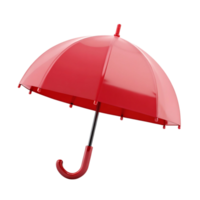 A vibrant red umbrella isolated on a transparent background a 3D rendering of a classic rain accessory png