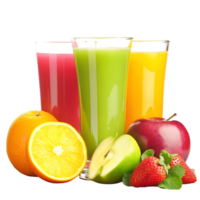 Refreshing Fruit Juices with Sliced Oranges Apples and Strawberries png