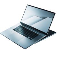 Sleek Silver Laptop Computer with Open Screen Displaying a Clean Modern Interface on transparent Background png