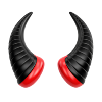 Pair of Red and transparent Shiny Devil Horns 3D Render Isolated on transparent Background Halloween Costume Accessory png