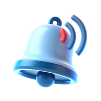 3D Render of a Blue Notification Bell Icon with Red Alert Indicator and Wifi Signal png