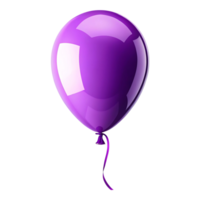 A single shiny purple balloon with a ribbon floating on a transparent background a celebratory png