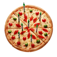 Delicious Birthday Pizza with Eight Slices Eight Candles Toppings png