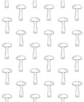Seamless pattern of black hand drawn doodle sketch brown cap boletus mushroom isolated on white background vector