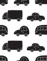 Seamless pattern of hand drawn sketch cars isolated on white background vector