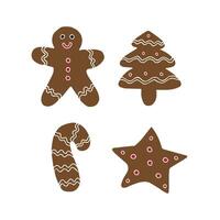 Set bundle of hand drawn doodle sketch ginger bread cookies isolated vector
