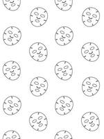 Seamless pattern of flat face beauty mask isolated on white background vector