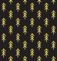 Seamless pattern of hand drawn doodle sketch golden spruce tree isolated on black background vector