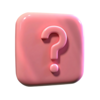 Pink Glossy 3D Question Mark Icon on a Square Button for FAQs Help Support Inquiry png
