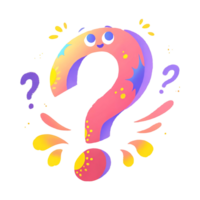 Cute Cartoon Question Mark with Colorful Splashes and Dots Design png