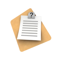 A Beige Clipboard with a Blank White Paper and a Question Mark png