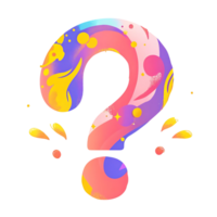 Colorful Abstract Question Mark Design with Swirls and Splashes png
