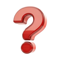 Red 3D question mark symbol with a shiny finish on a transparent background png