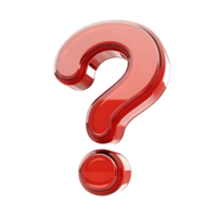 Red Glass Question Mark with Round Button Below 3D Render transparent png