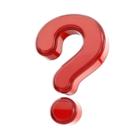 A Red 3D Question Mark with a Shiny Glossy Surface on transparent Background png