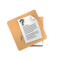 3D Render of a Document with a Question Mark on a Pad png