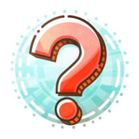 A vibrant red question mark in a circular design with teal and white accents a captivating visual representation of inquiry curiosity and the unknown png