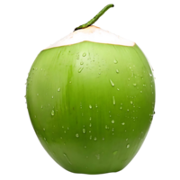 Refreshing Green Coconut with Water Droplets Isolated on transparent Background png