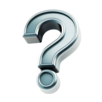 Metallic 3D question mark symbol on transparent background inquiry uncertainty unknown riddle puzzle query problem doubt confusion question mark icon png