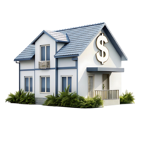 Luxury House Investment Real Estate Property Home For Sale Dollar Sign Symbol Residential Building Architecture Design 3D Render png