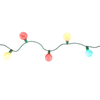 String of colorful pastel globe lights isolated on transparent background glowing softly christmas decoration party lights png